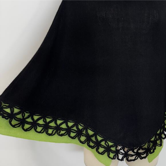 Peru Etnico Baby Alpaca Wool Knit Turtleneck Poncho Black Green OS - Picture 4 of 10